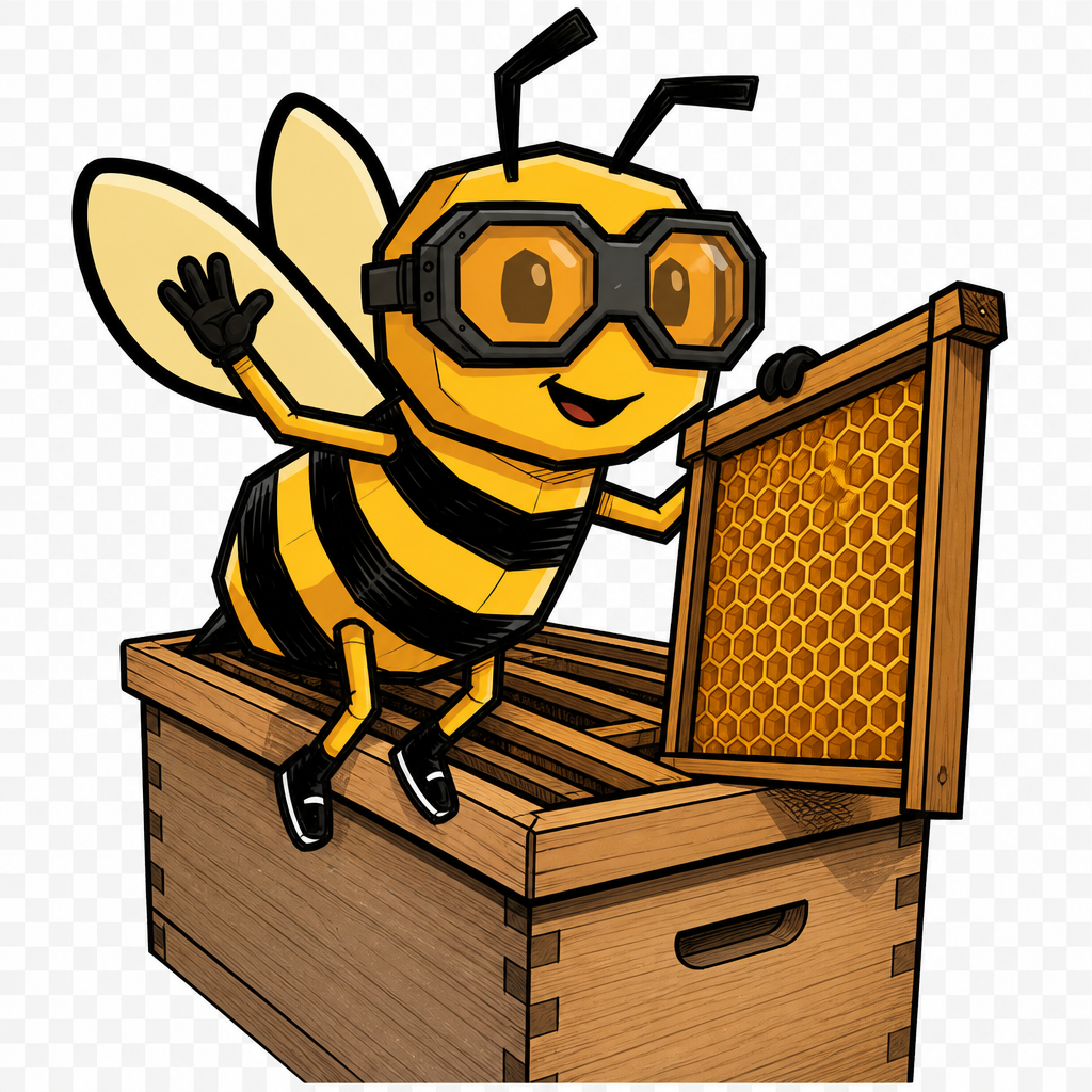 Hex on a wooden Langstroth box holding a comb frame